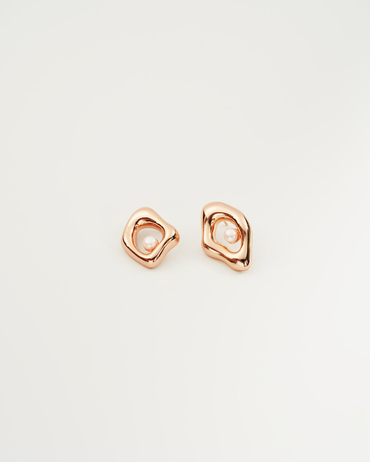 Irregular Square Pearl Studs, front view