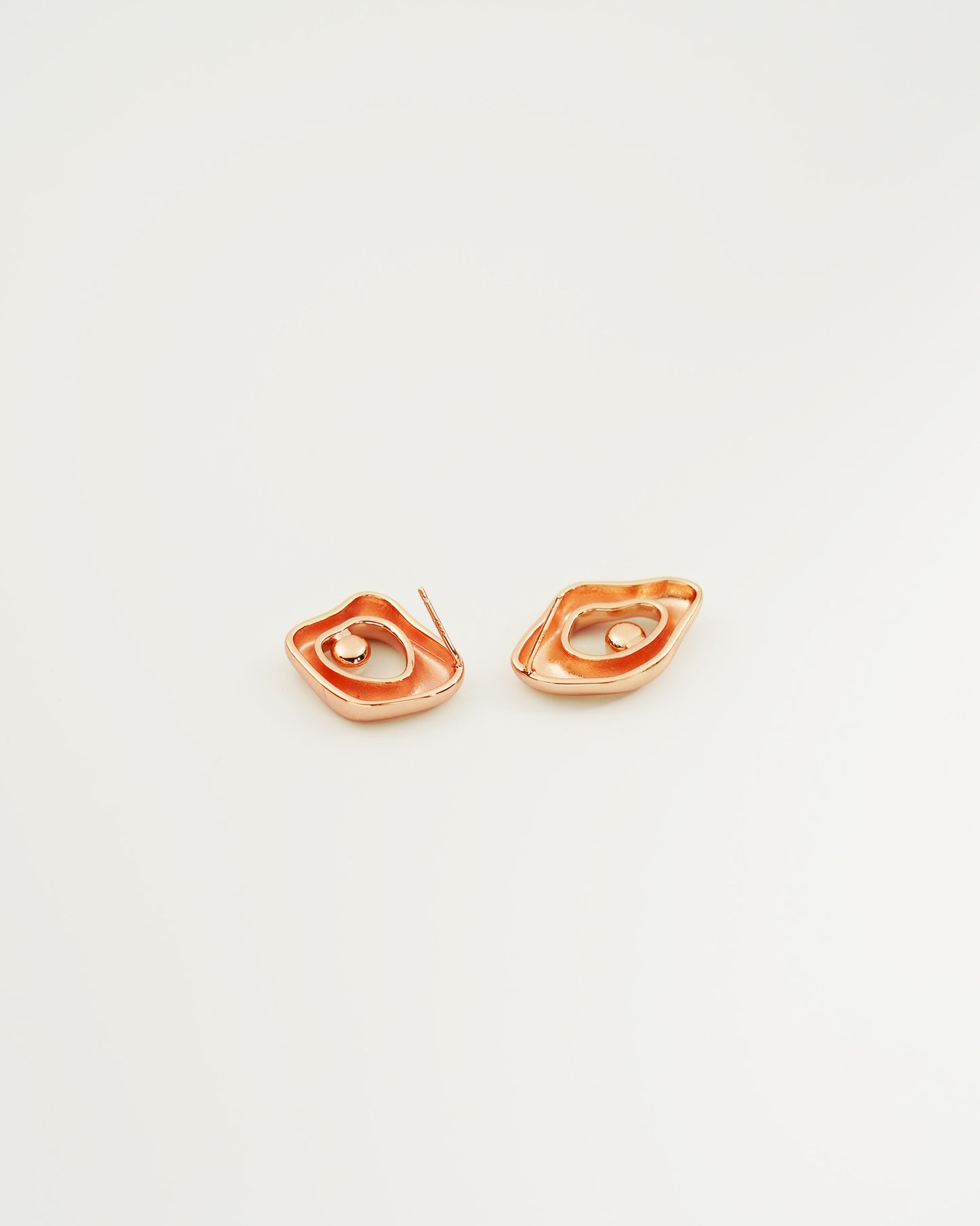 Irregular Square Pearl Studs, back view