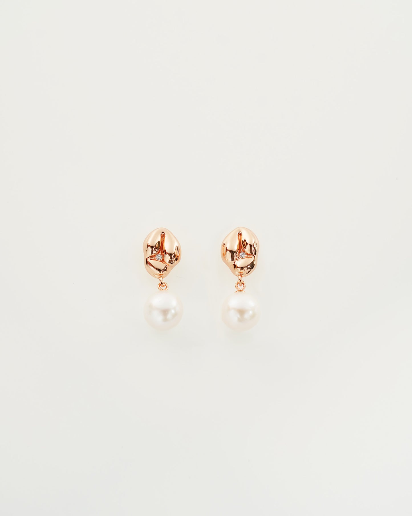 Sculptural Baroque Pearl Drop Earrings, top view