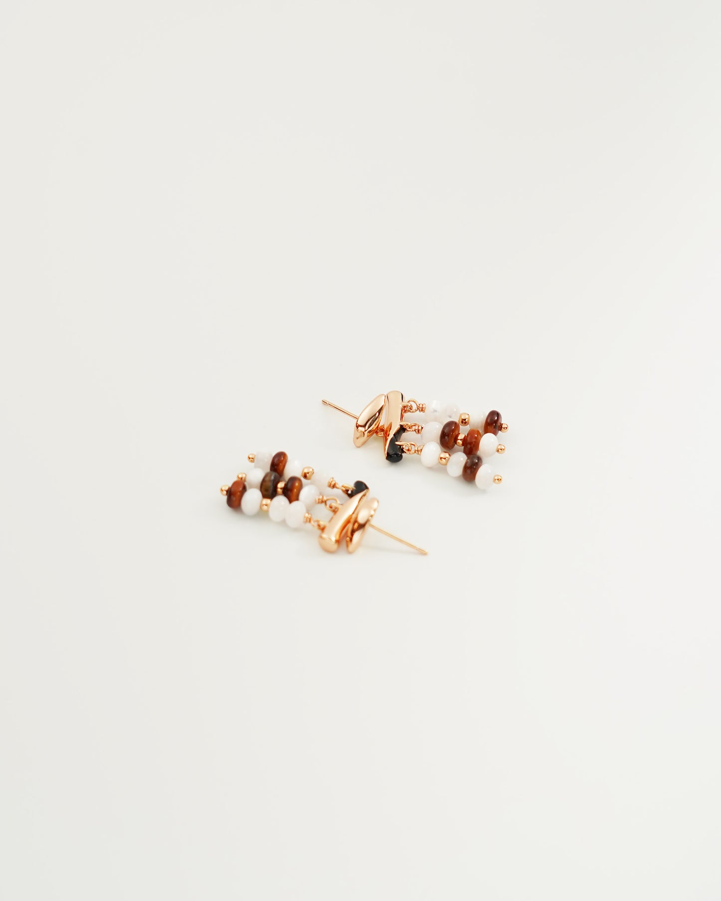 Gemstone Beaded Dangle Earrings, side view