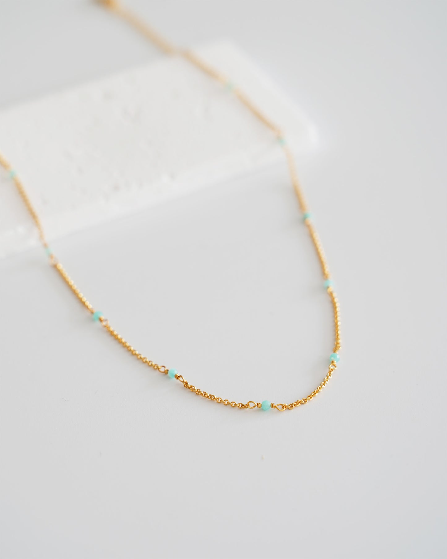 Amazonite Beaded Choker Necklace - side view