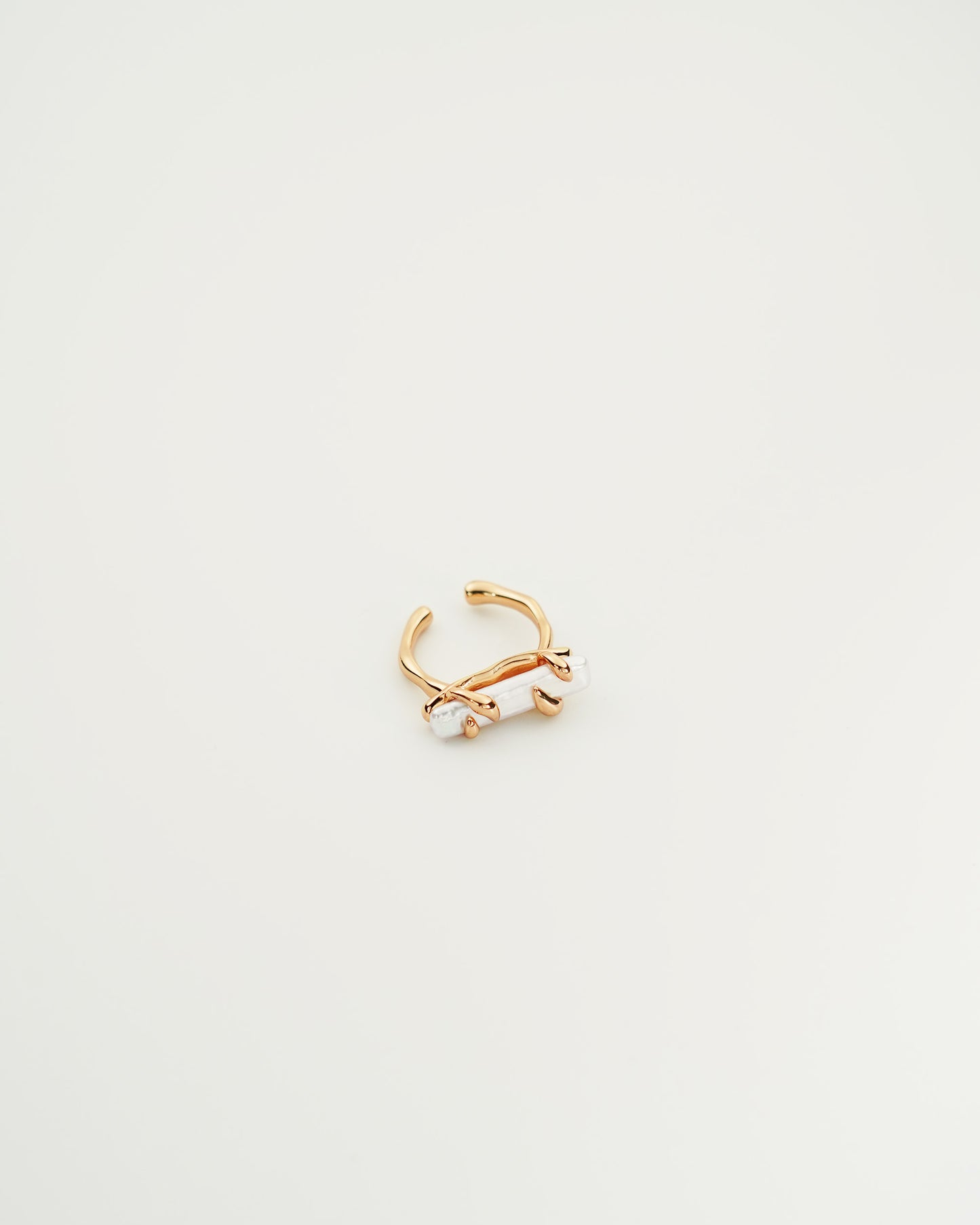 Enlaced Baroque Pearl Ring, front view