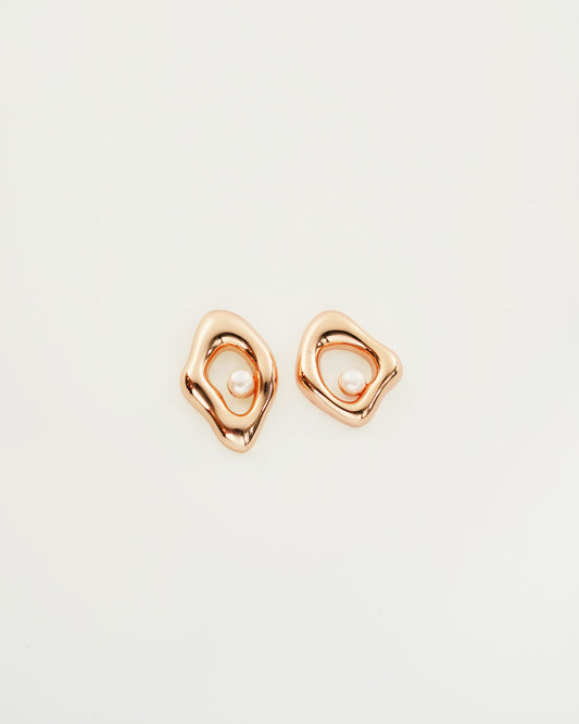 Irregular Square Pearl Studs, top view