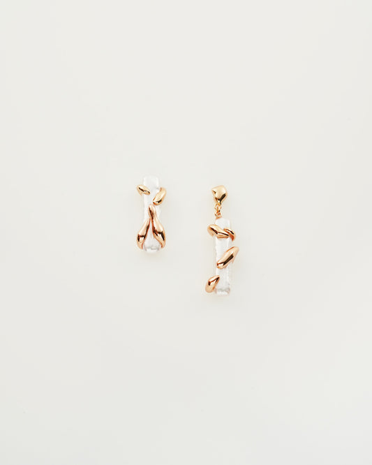 Enlaced Baroque Pearl Drop Earrings, top view