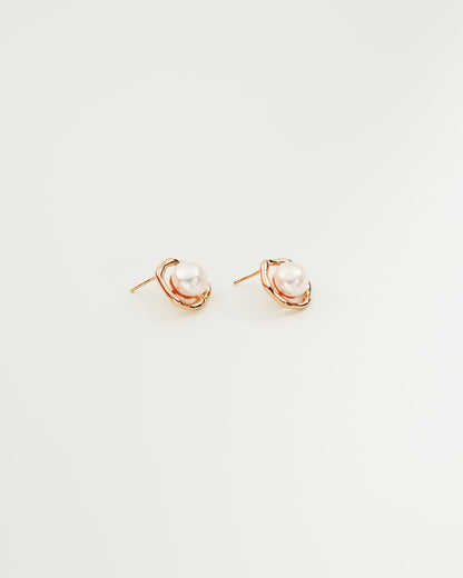 Essential Bold Pearl Studs, side view