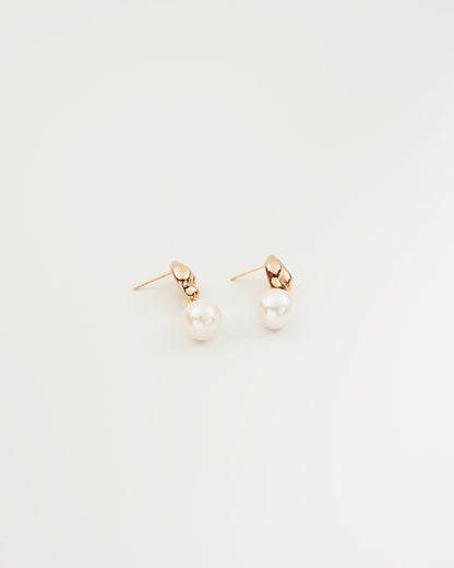 Sculptural Baroque Pearl Drop Earrings, side view