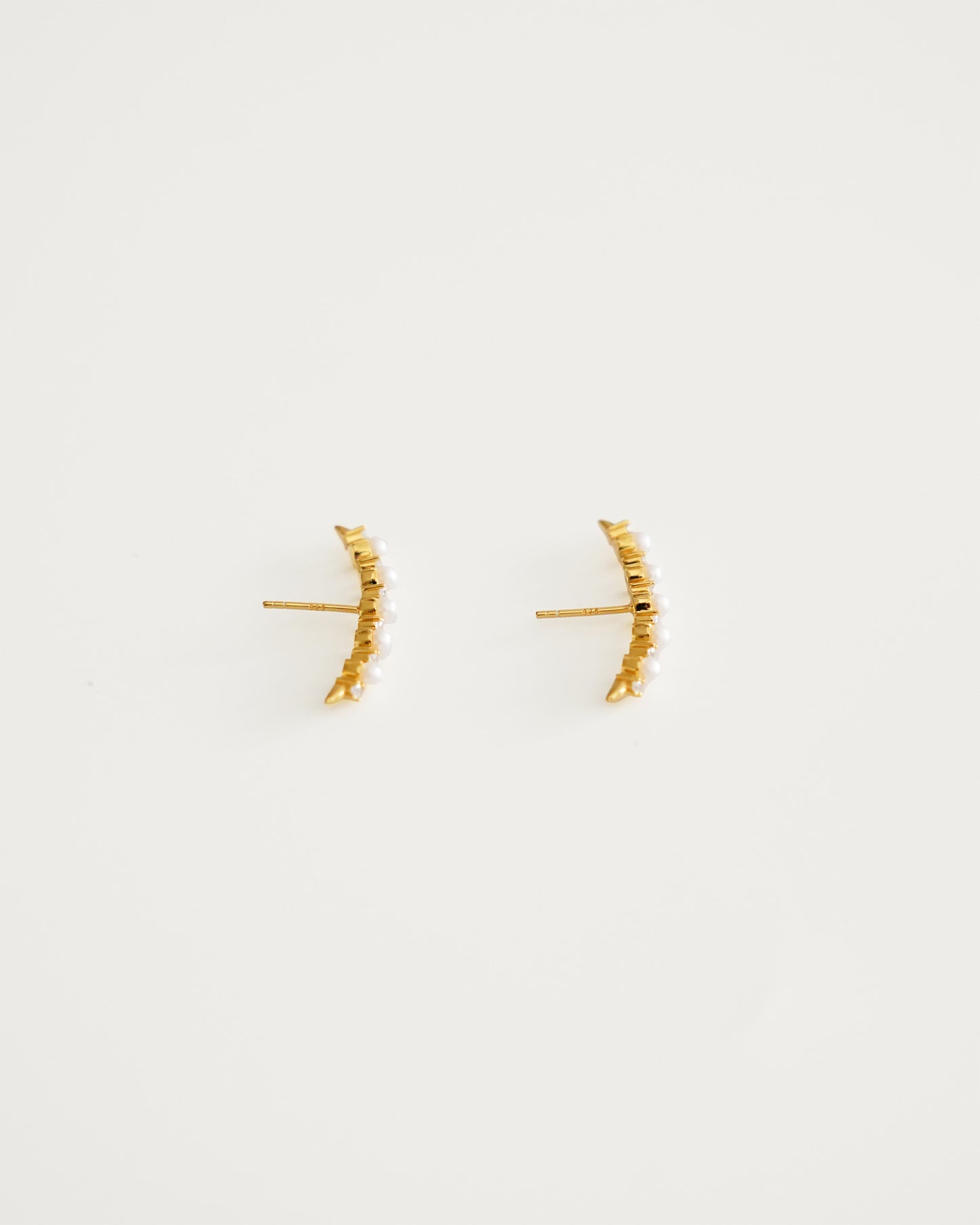 Arc Cascade Pearl Studs, side view