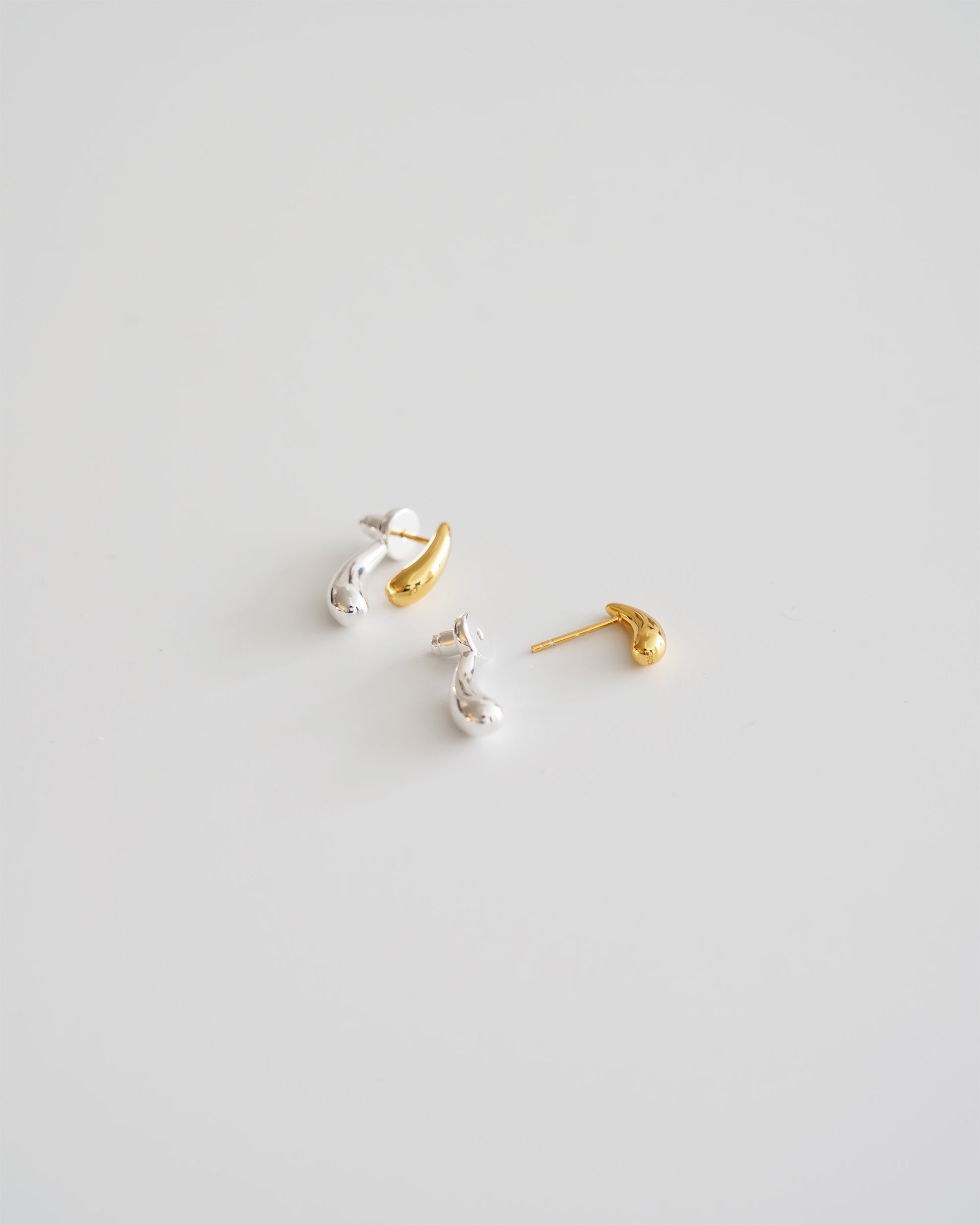 Double Teardrop Stud Earrings - side view