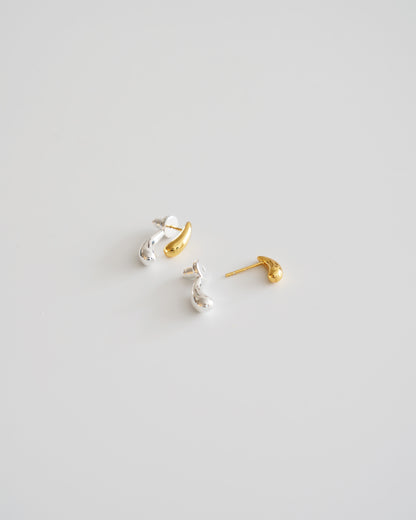 Double Teardrop Stud Earrings - side view