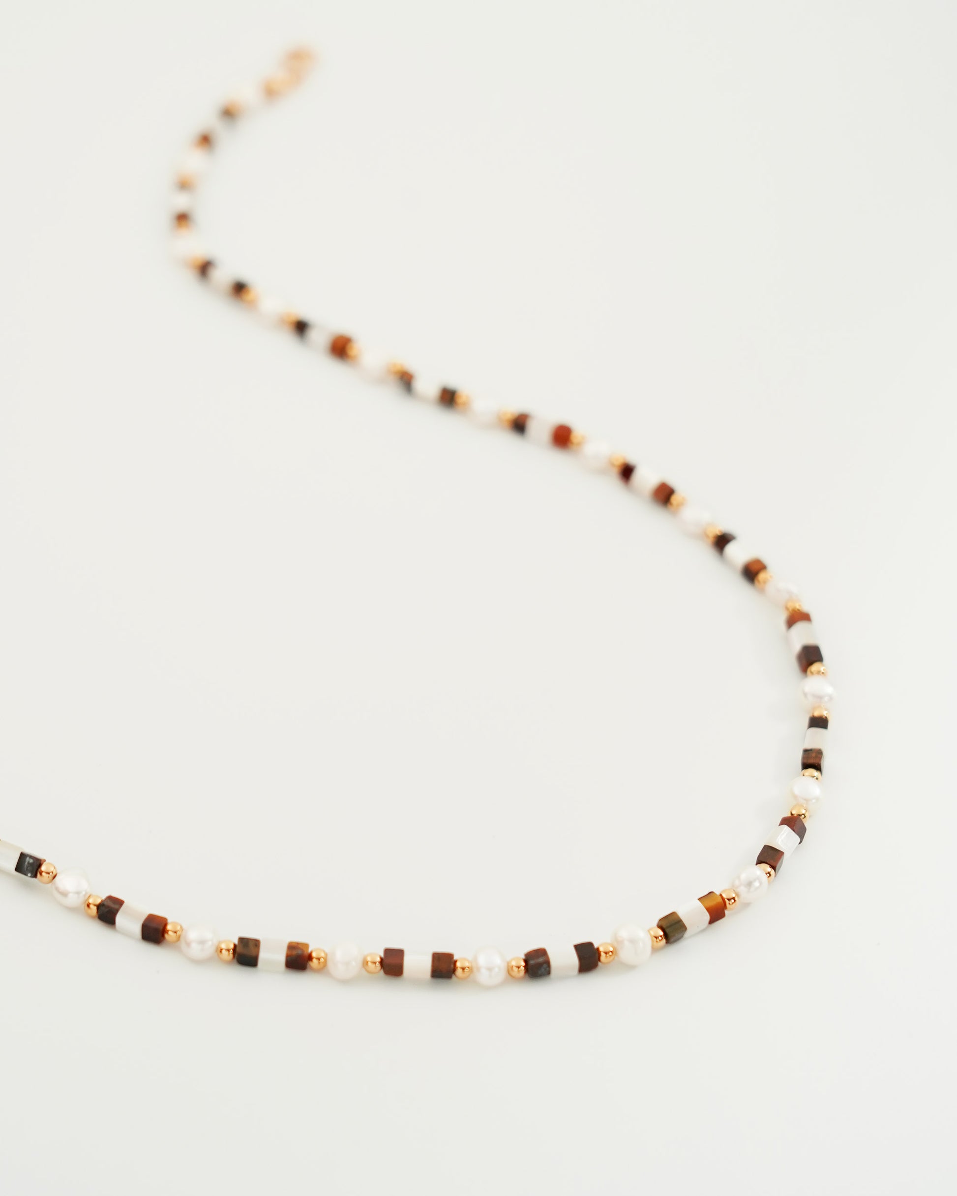 Gemstone and Pearl Beaded Choker, side view