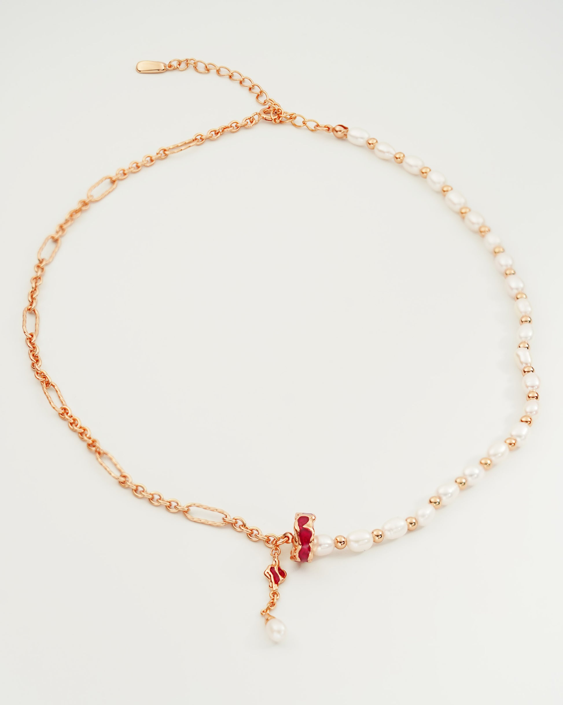 Enamel Pearl Necklace, top view