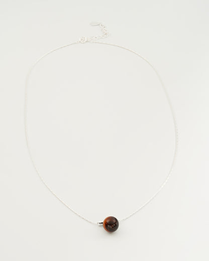 Single Gemstone Necklace in Silver, top view