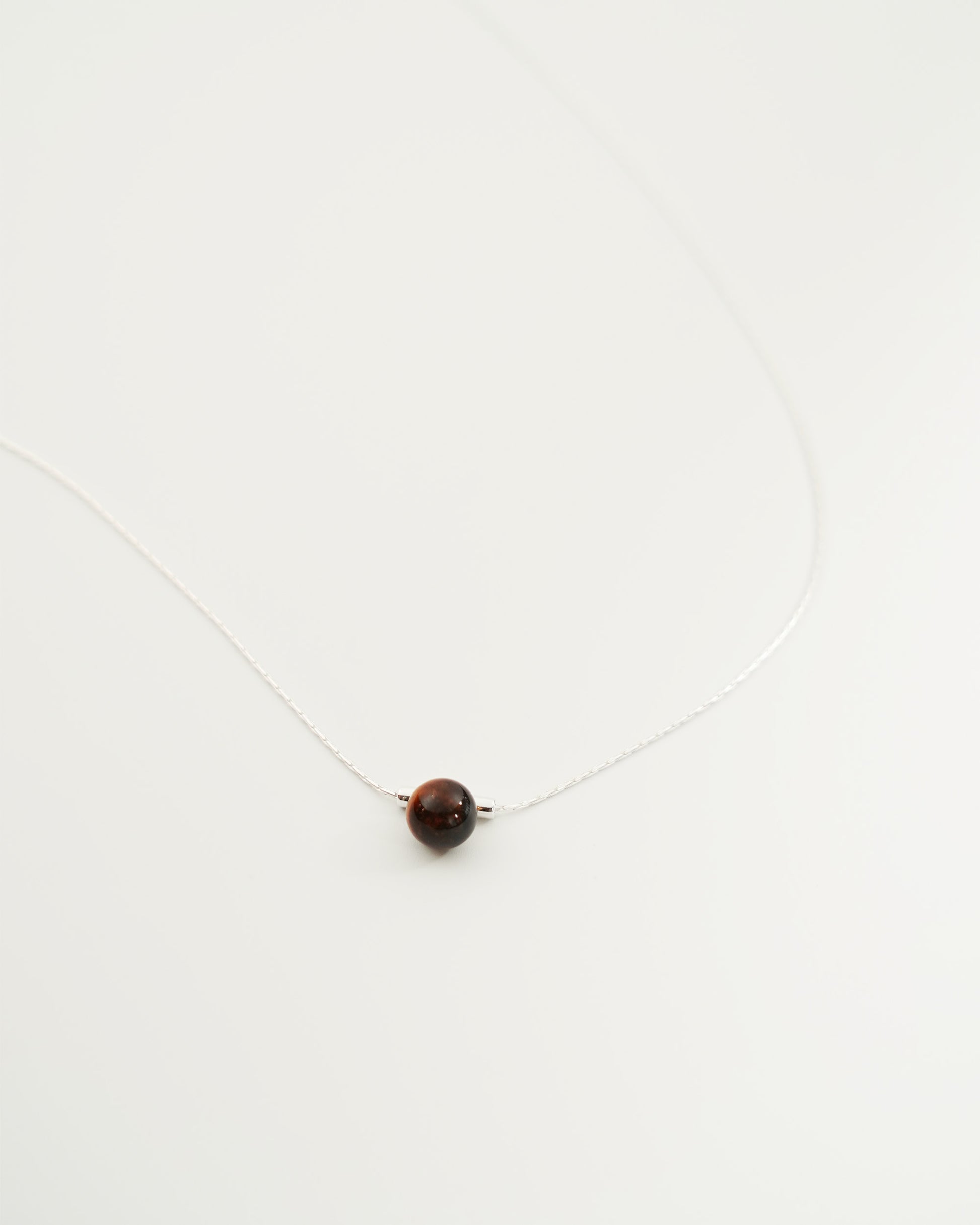 Single Gemstone Necklace in Silver, side view