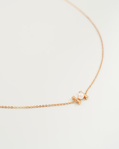 Textured Pearl Drop Necklace, side view