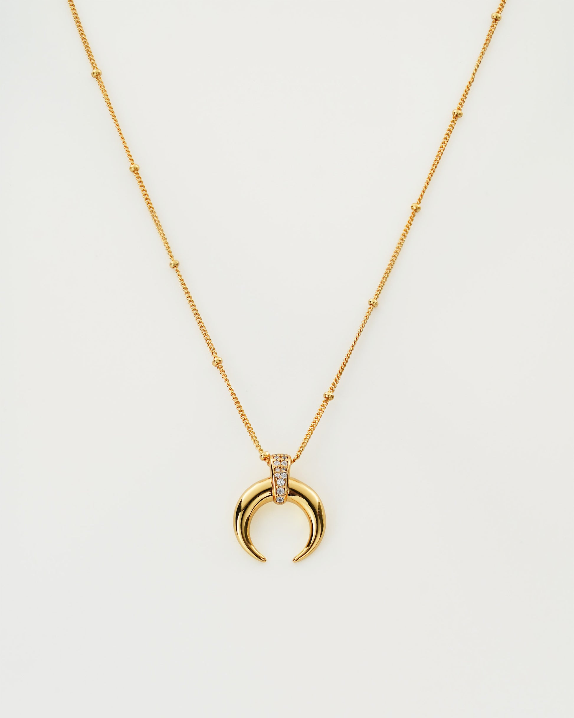 Crescent Moon Pendant Necklace, close-up view