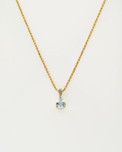 Teardrop Sky Blue Topaz Pendant Necklace