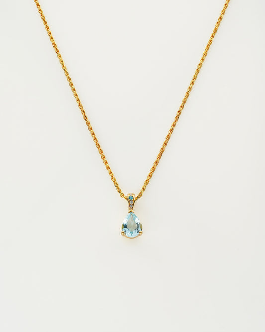 Teardrop Sky Blue Topaz Pendant Necklace