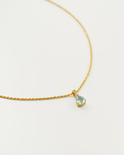 Teardrop Sky Blue Topaz Pendant Necklace