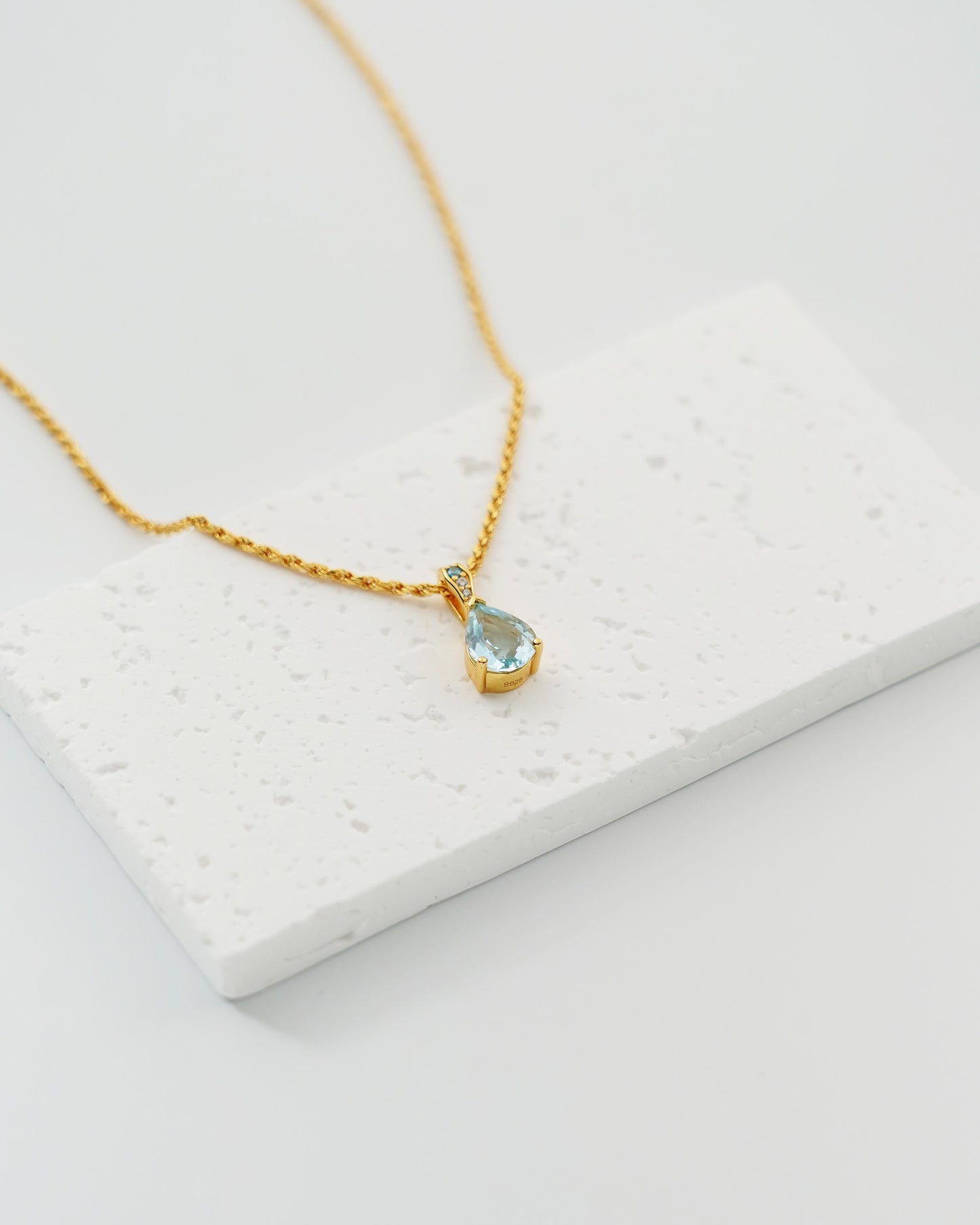 Teardrop Sky Blue Topaz Pendant Necklace