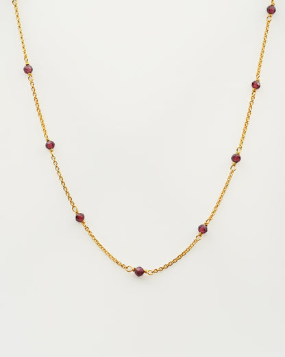 Garnet Beaded Choker Necklace, close-up view