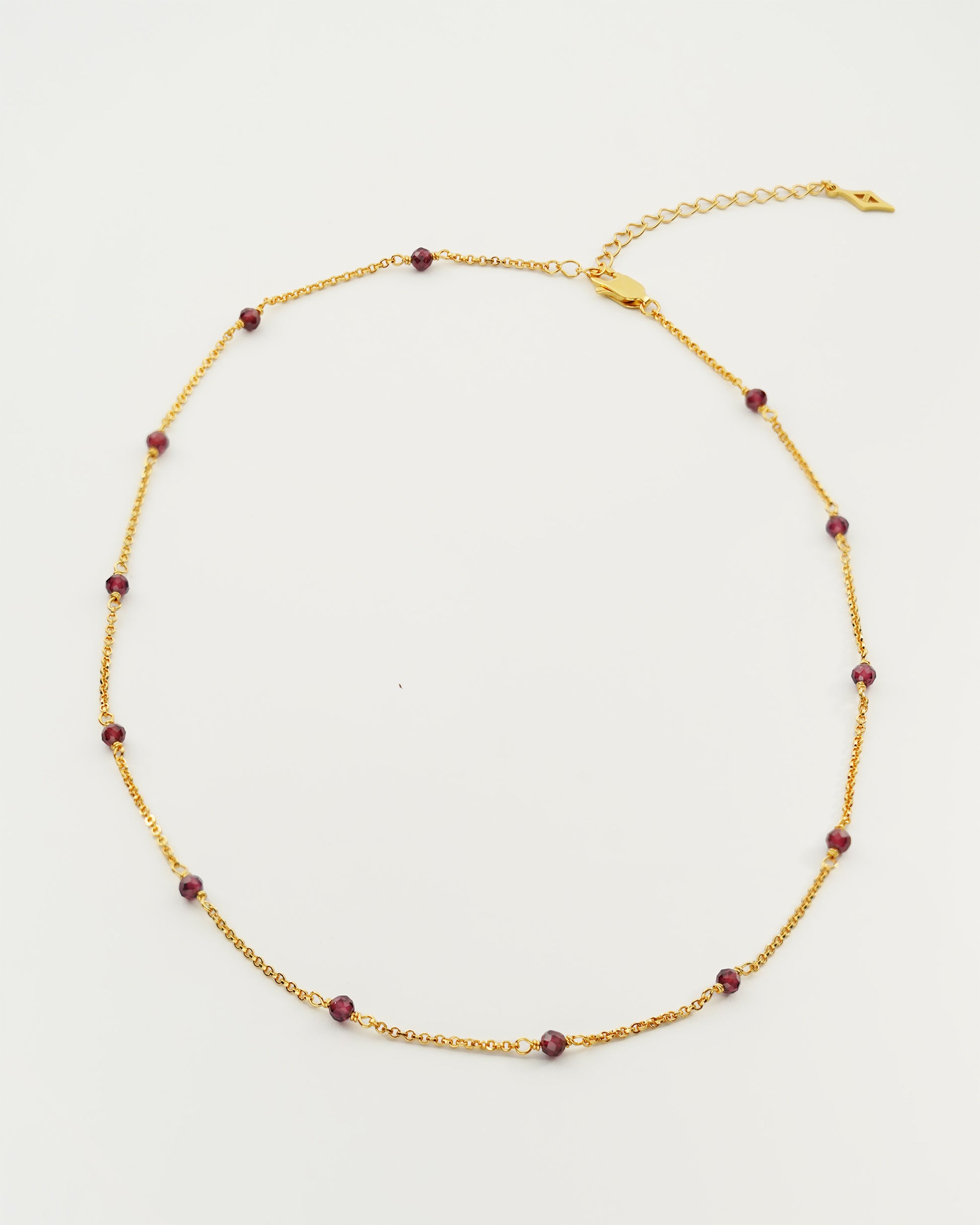 Garnet Beaded Choker Necklace, top view