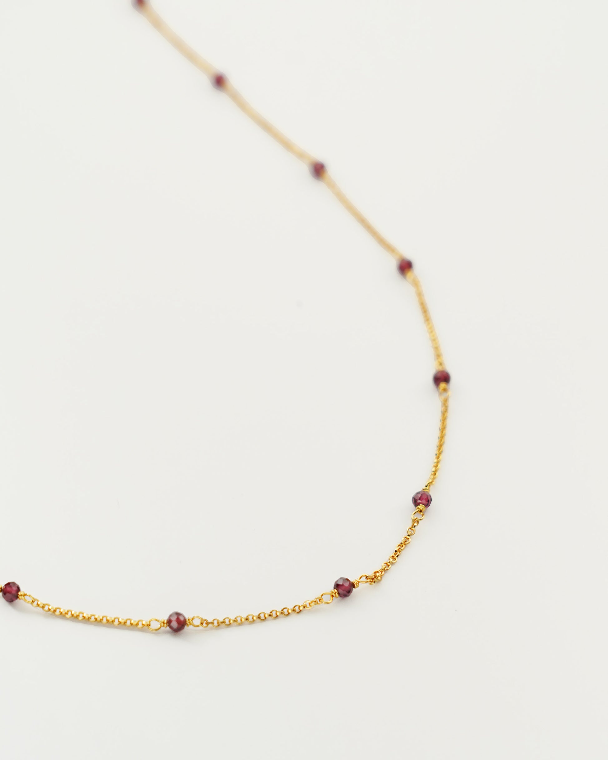 Garnet Beaded Choker Necklace, side view