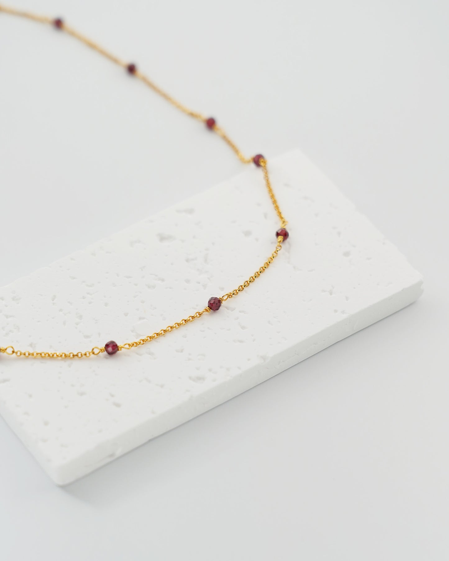 Garnet Beaded Choker Necklace, side view