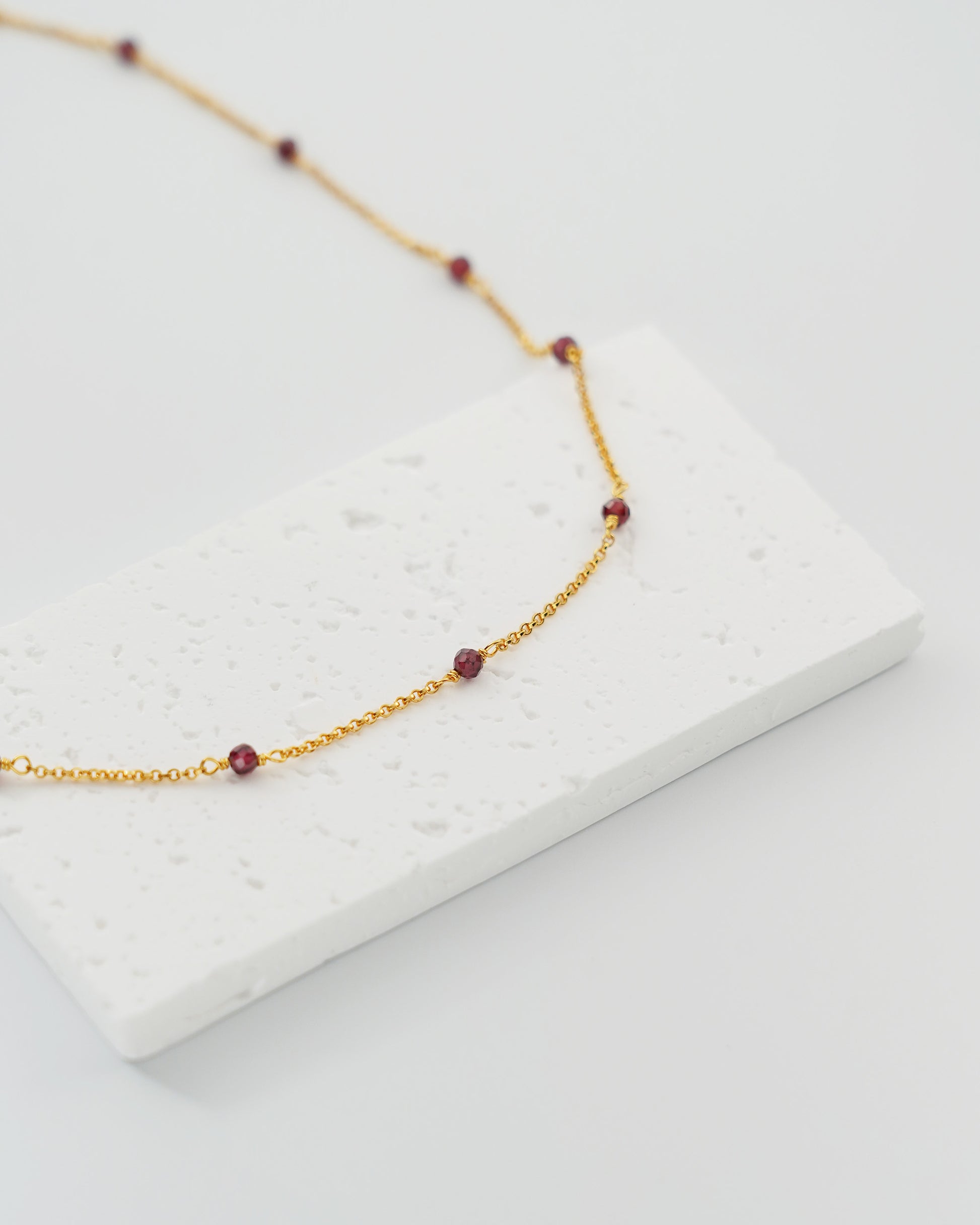 Garnet Beaded Choker Necklace, side view