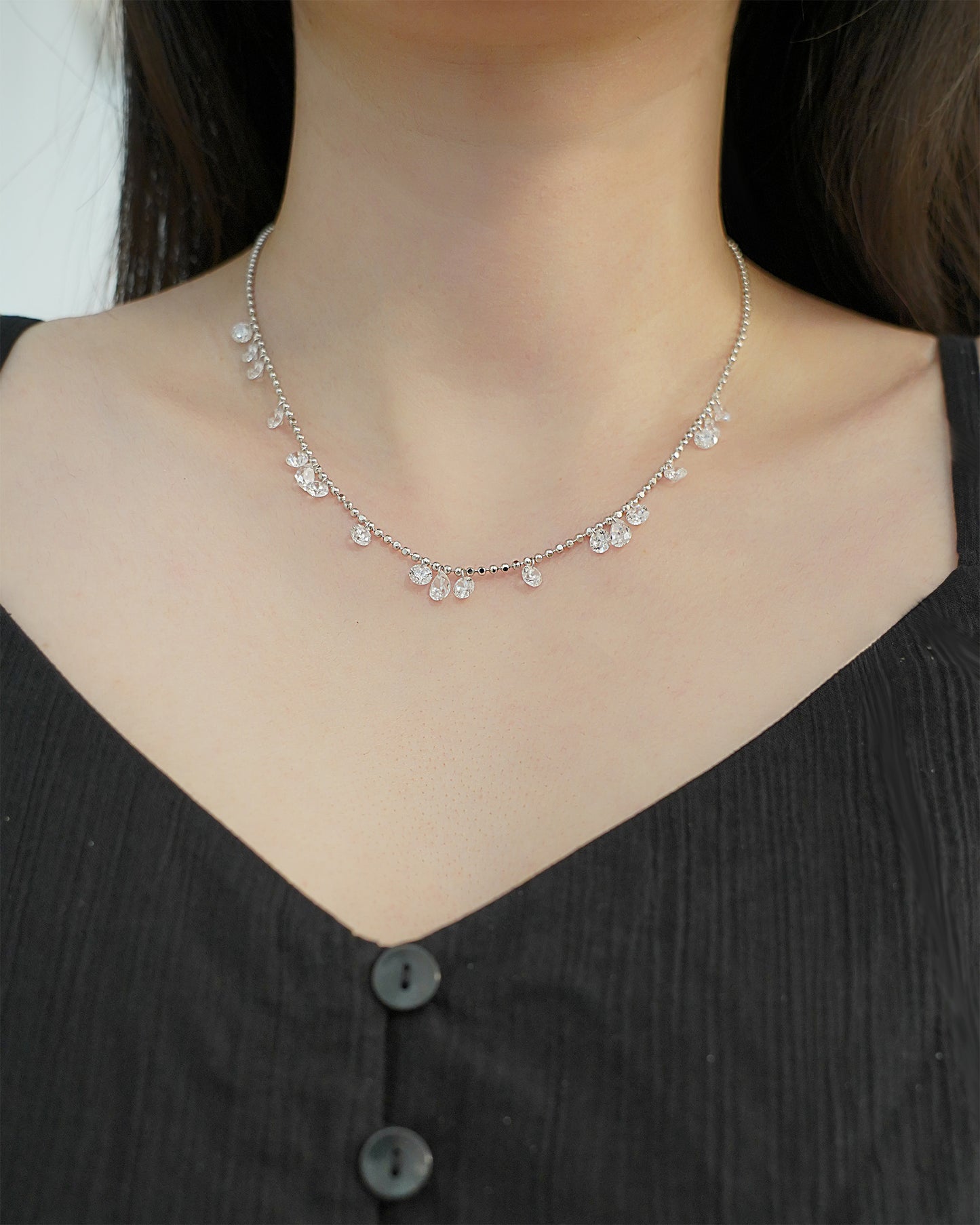 Starry Zirconia Droplet Necklace