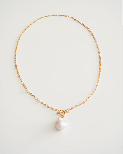 Chunky Baroque Pearl Pendant Necklace - top view