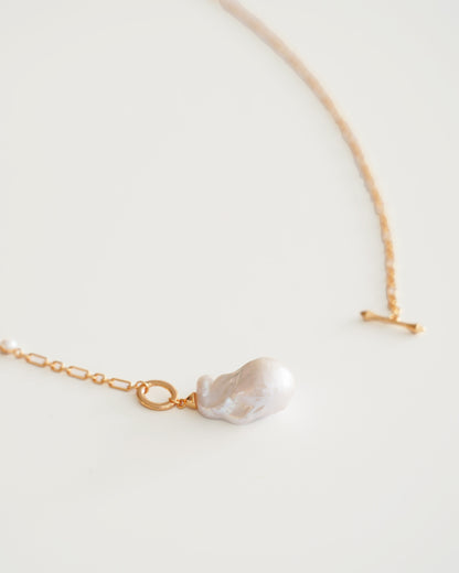 Chunky Baroque Pearl Pendant Necklace - side view