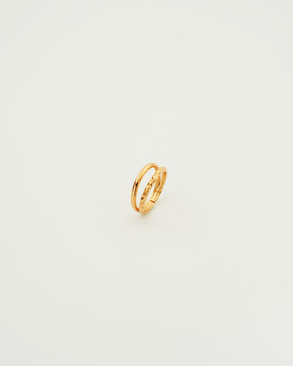 Double Stacked Hammered Ring in Gold, top view