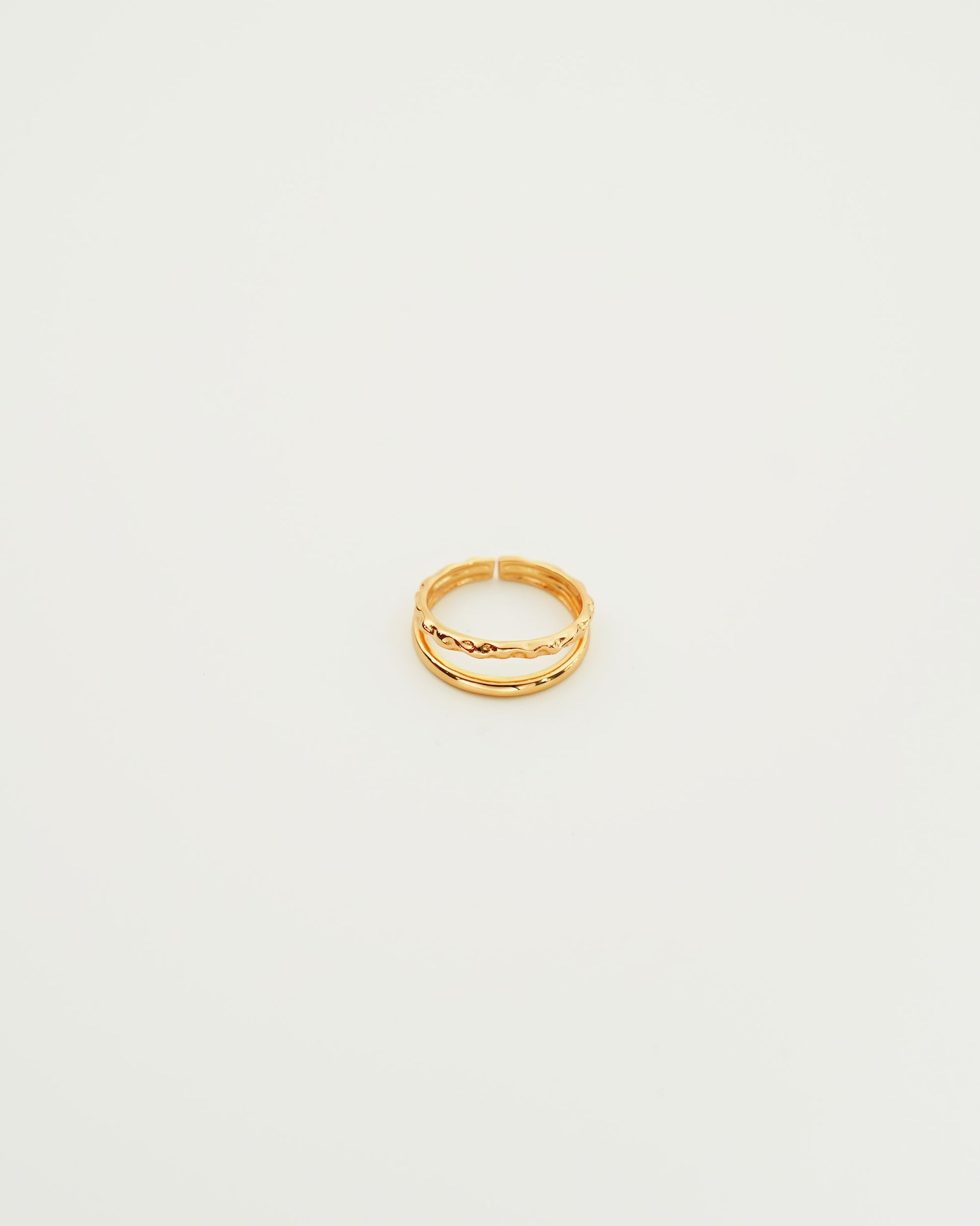 Double Stacked Hammered Ring in Gold, front view