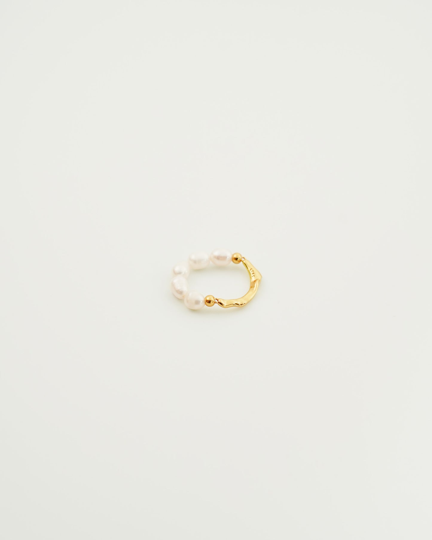 Irregular Pearl Ring in Gold, side view