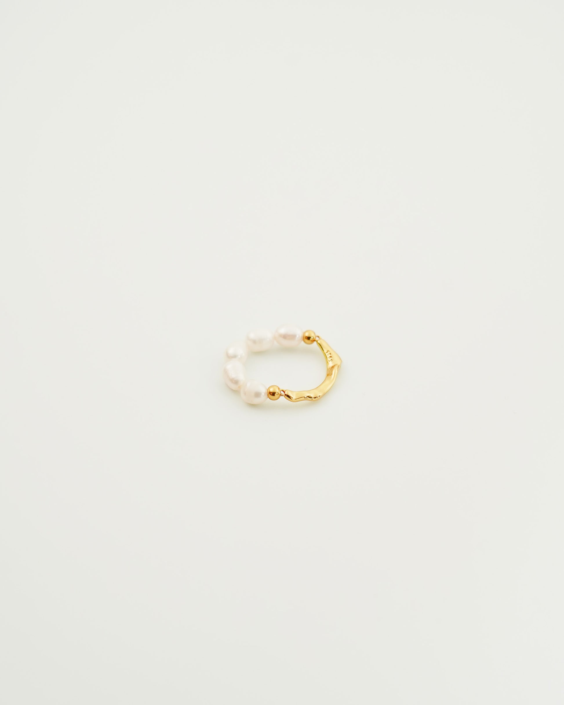 Irregular Pearl Ring in Gold, side view