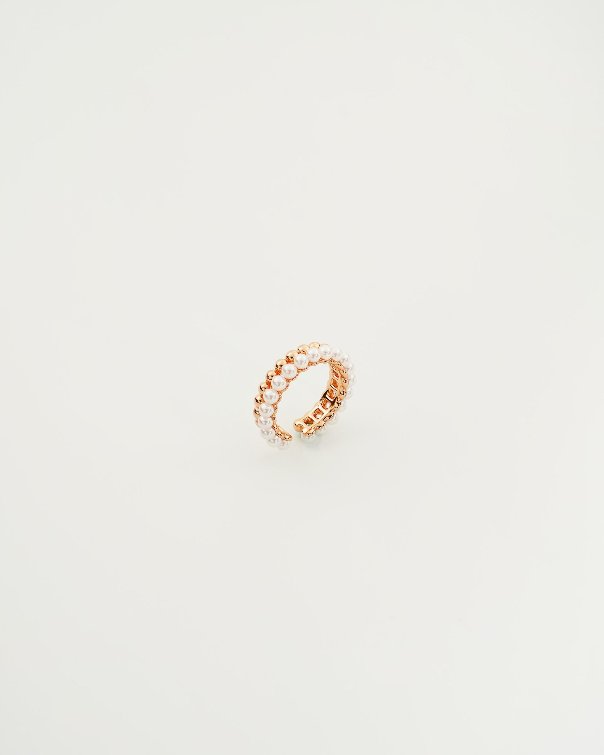 Duo Sliver and Pearl Beaded Ring, top view