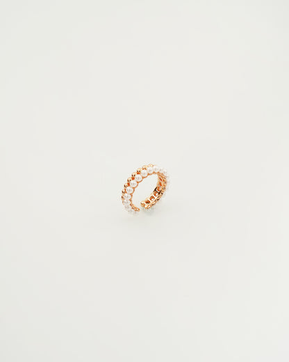 Duo Sliver and Pearl Beaded Ring, top view