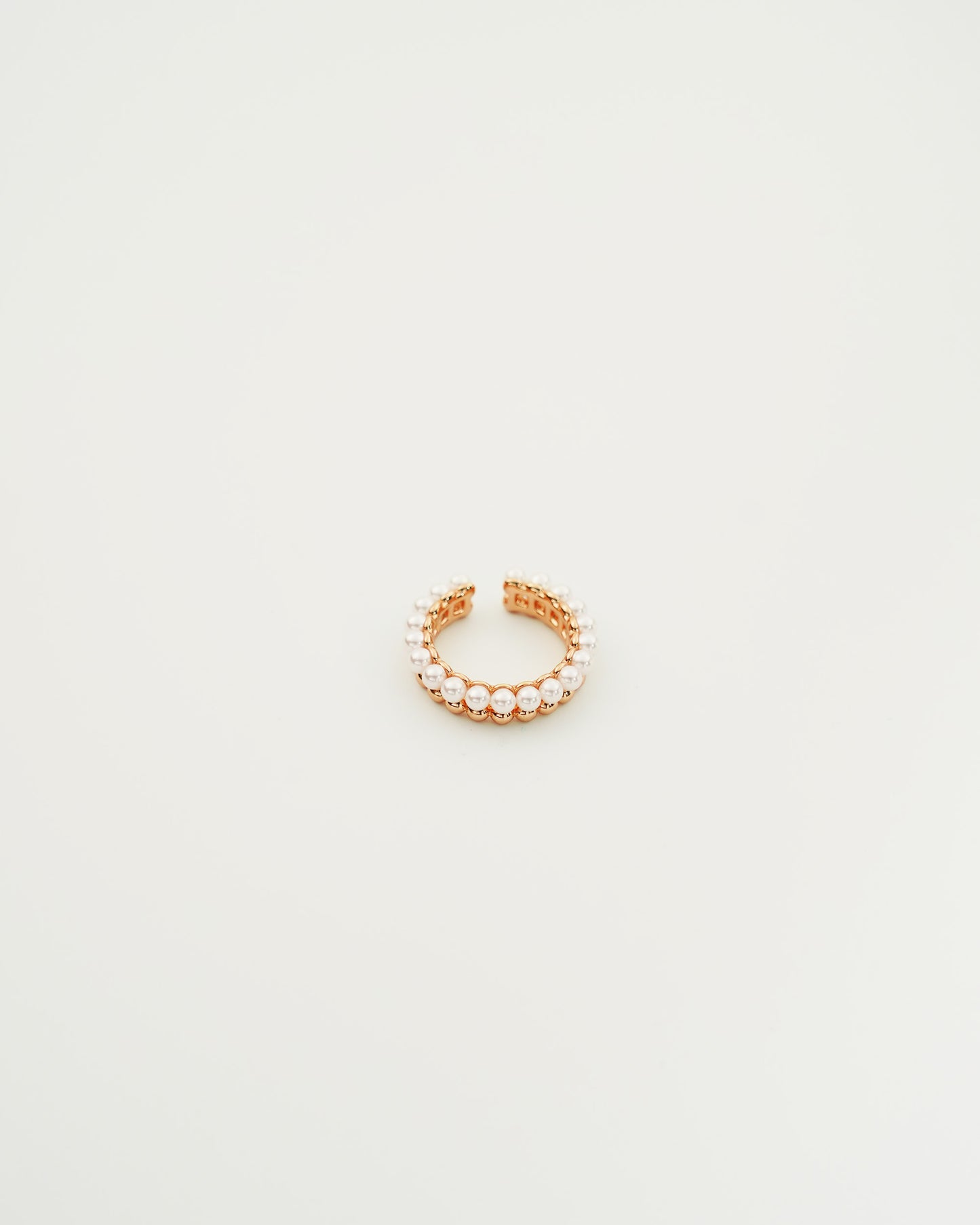 Duo Sliver and Pearl Beaded Ring, front view