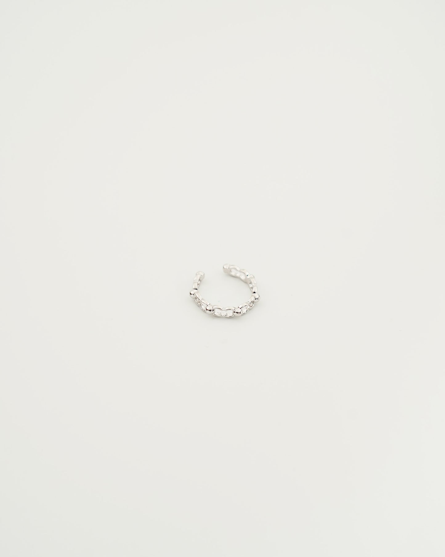 Bead Link Ring in White Gold, side view