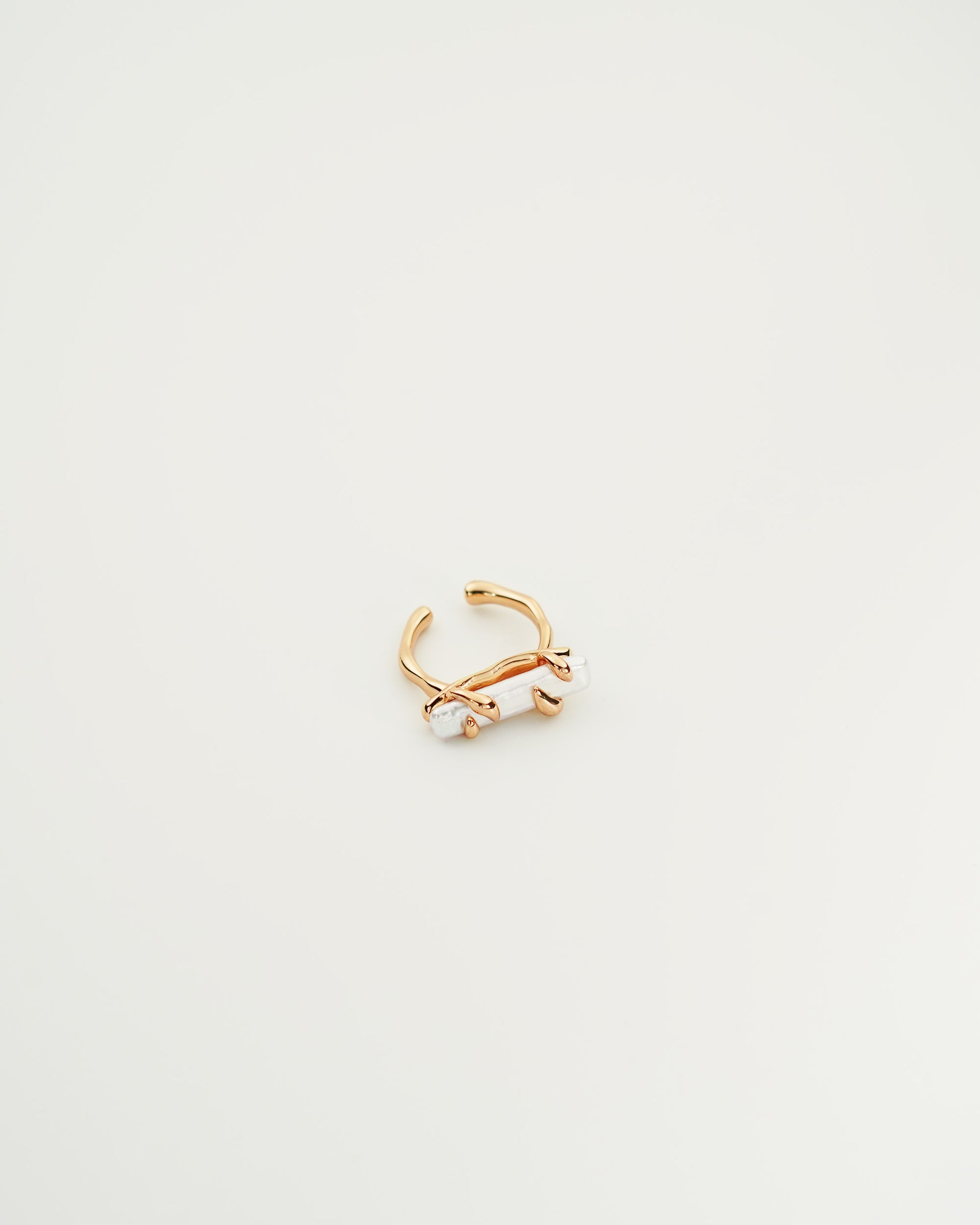 Enlaced Baroque Pearl Ring, front view
